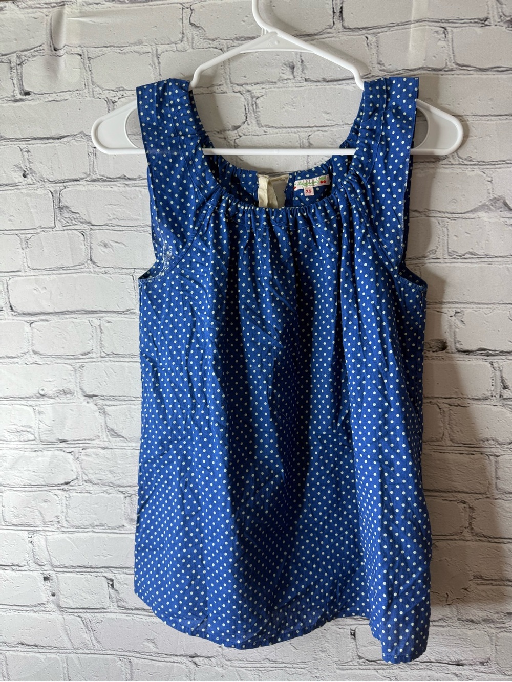 Bonpoint blue polka dot off the shoulder top size xs